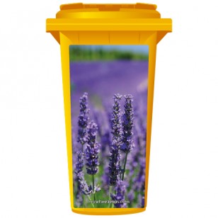 Purple Lavender Flowers Blooming Wheelie Bin Sticker Panel